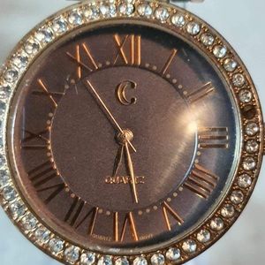 🦋10/$20🦋 Charming Charlie Rose Gold /Gray Rhinestone Stainless Steel Women's